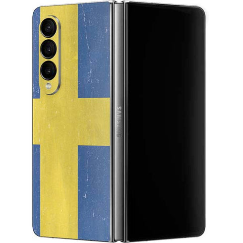 Sweden Flag Distressed Galaxy Z Fold4 5G Skin